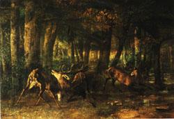 Gustave Courbet Spring Rutting;Battle of Stags China oil painting art